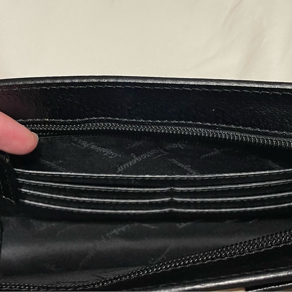 Ferragamo Authentic Vintage BLACK Wristlet with Gold Detail - Picture 5 of 8